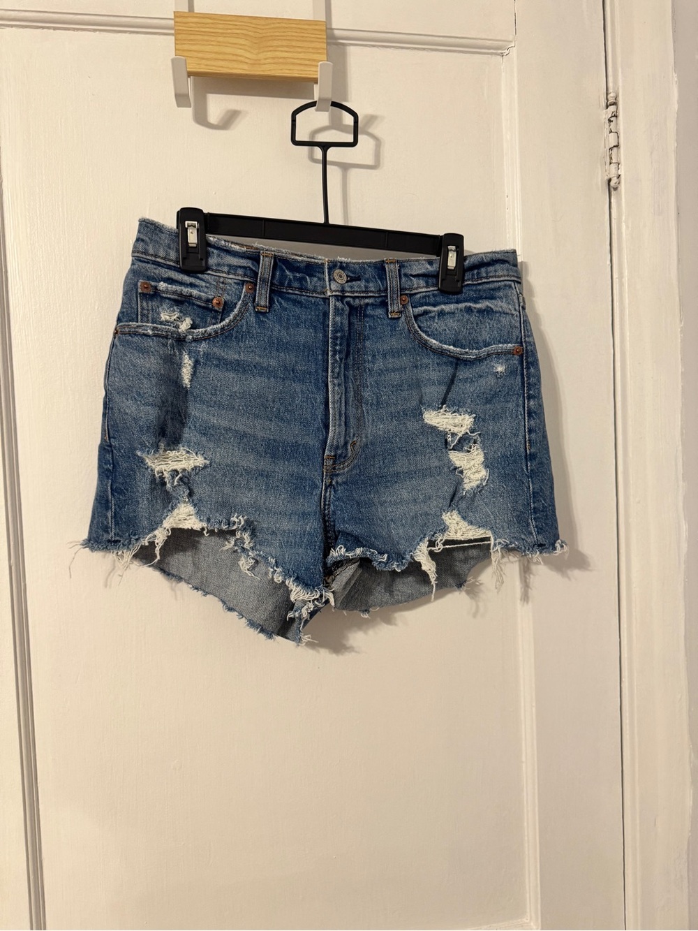 Abercrombie & Fitch Distressed Blue Denim Cutoff Shorts